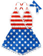 6M-3T Baby Girl Backless Bodysuit Outfit Set Romper Jumpsuit with Headband