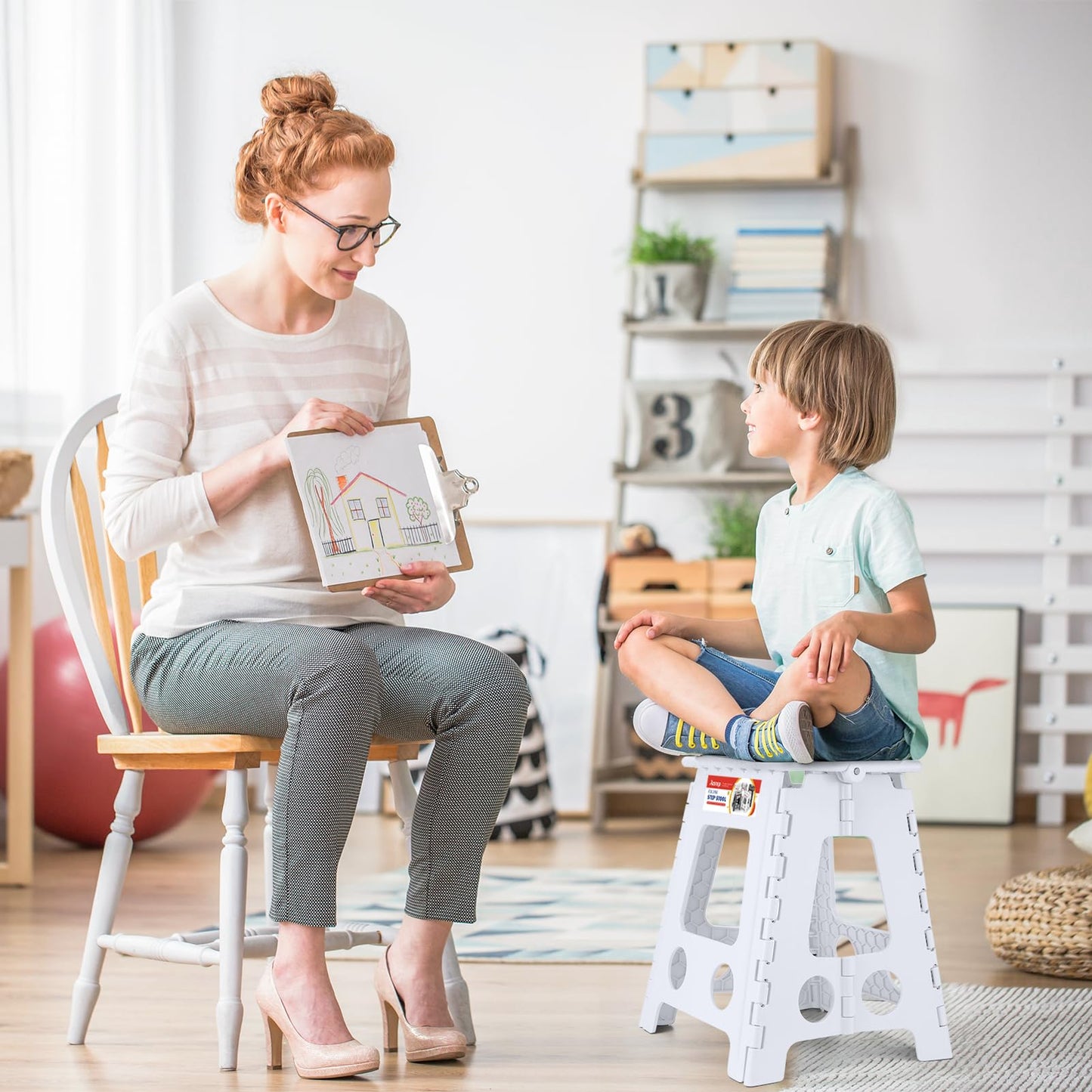 ACSTEP Folding Step Stool 9'' Tall Kids Step Stool Holds Up to 300 lb Plastic Foldable Step Stools for Kids Non-Slip Surface with Carry Handle Collapsible Stool for Home, Outdoor and Indoor(Black)