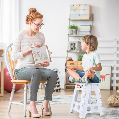 ACSTEP Folding Step Stool 9'' Tall Kids Step Stool Holds Up to 300 lb Plastic Foldable Step Stools for Kids Non-Slip Surface with Carry Handle Collapsible Stool for Home, Outdoor and Indoor(Black)