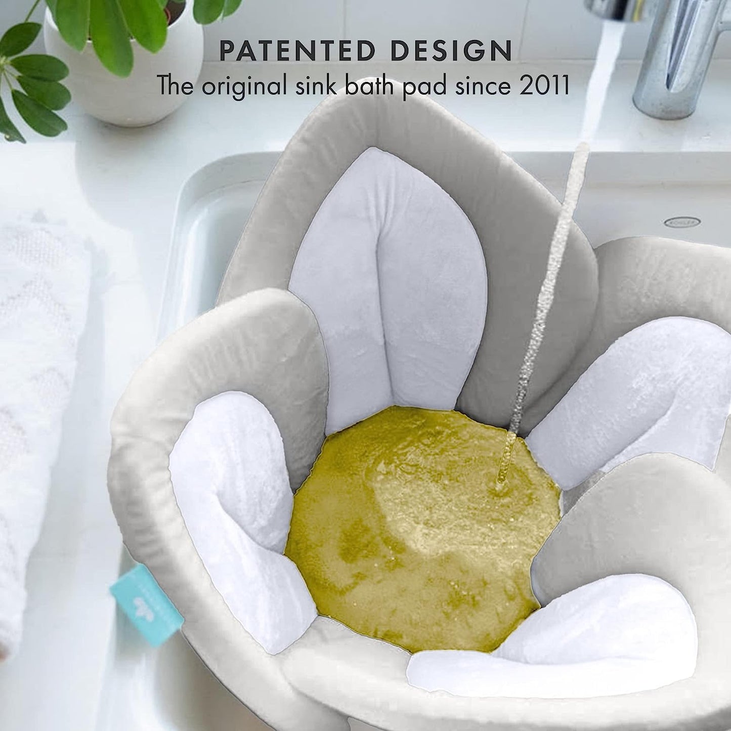 Blooming Bath Baby Bath Seat - Baby Tubs for Newborn Infants to Toddler 0 to 6 Months and Up - Baby Essentials Must Haves - The Original Washer-Safe Flower Seat (Lotus, Gray/White/Yellow)