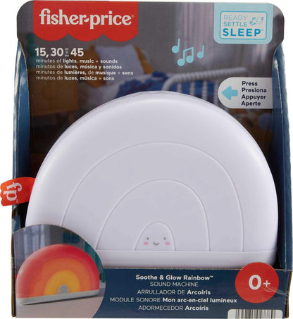 Fisher-Price Baby Toy Soothe & Glow Rainbow Sound Machine Soother with Music Lights & Timers for Newborns Ages 0+ Months