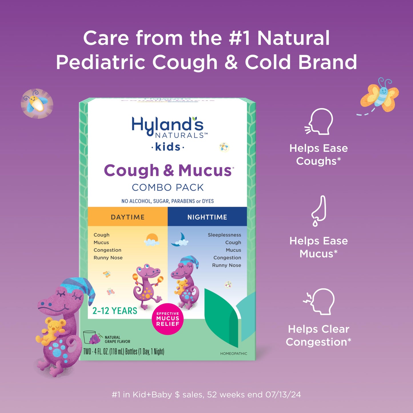 Hyland's Kids Nighttime Organic Cough Syrup and Immune Support with Agave, Elderberry and Pomegranate, Soothes Cough, and Supports Immunity, 4 Fl. Oz.