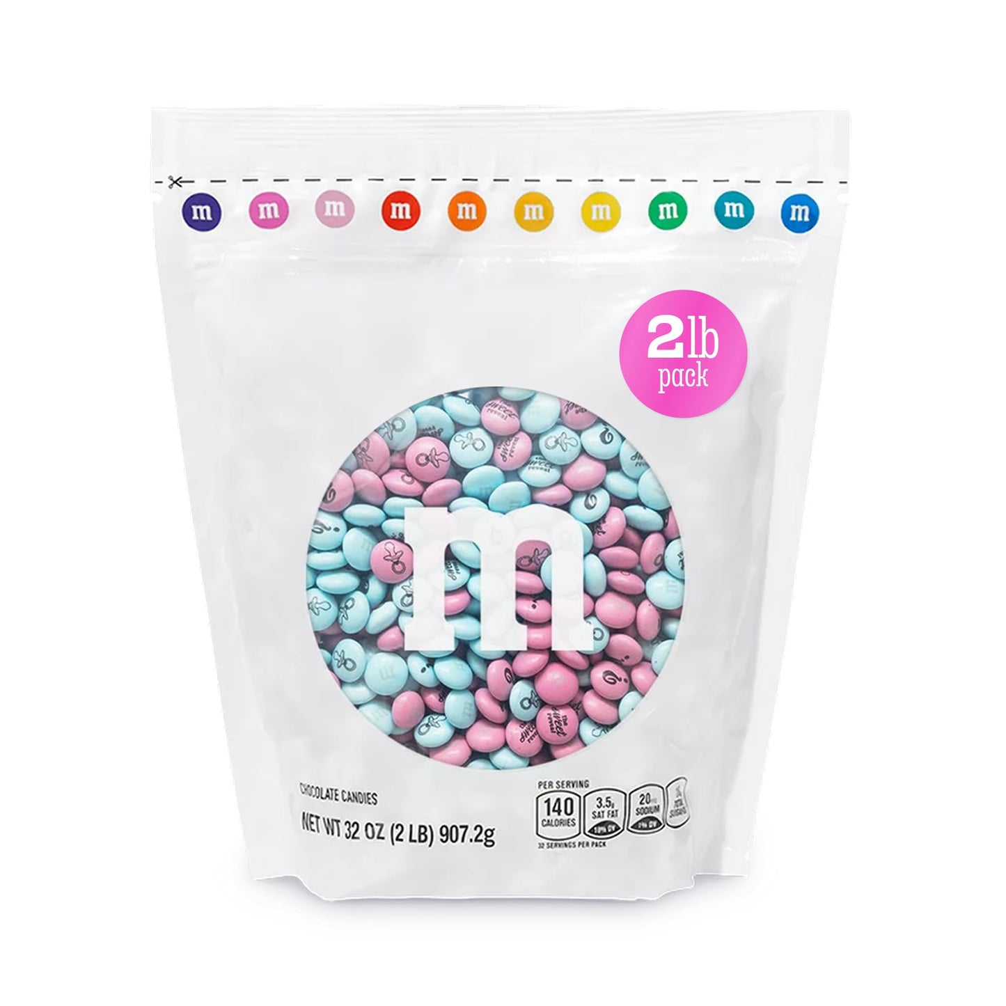 M&M'S World It's A Boy Milk Chocolate Candy 2lb Bag with White and Blue M&M'S for Baby Boy Showers Gender Reveal Parties and Baby Celebration Favors