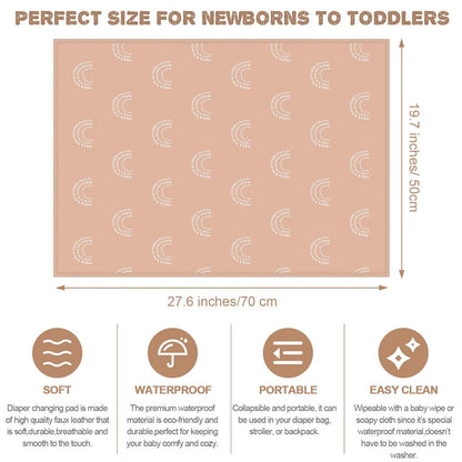 Geelin 3 Pcs PU Baby Diaper Changing Pad Liner 20 x 28 Inch Foldable Portable Waterproof Changing Pads Mat for Toddler Baby Newborns Travel Seating Lie Bed Gifts Supplies