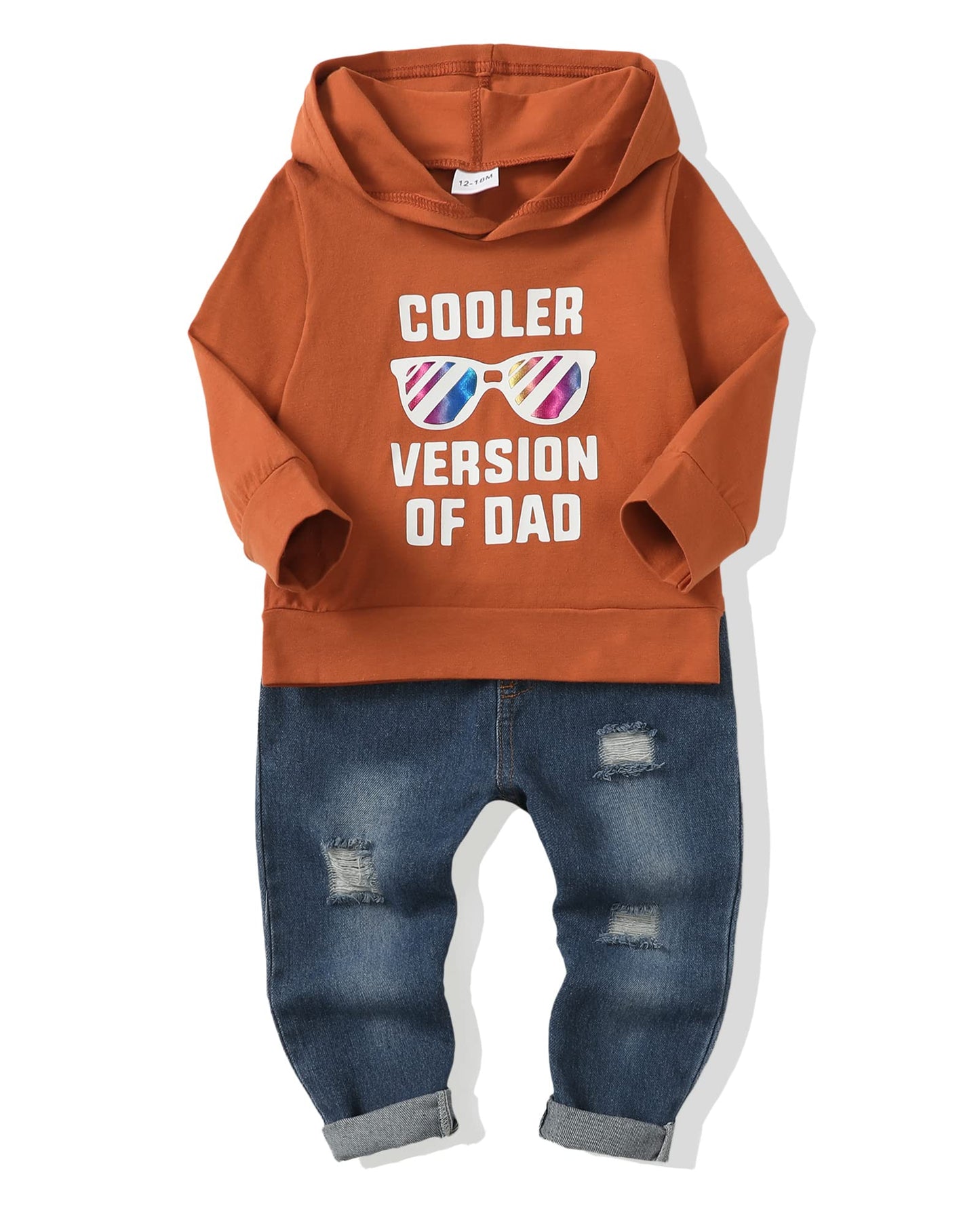 NZRVAWS Baby Boy Clothes Toddler Boy Outfit 2 3 4T 6 12 18 24 Month Fall Winter Hoodie Ripped Jeans Clothing
