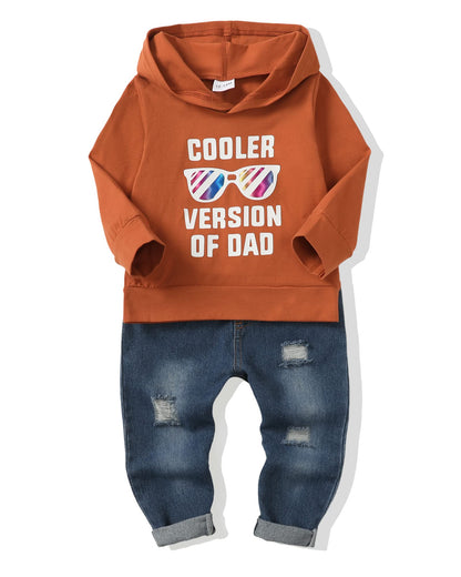 NZRVAWS Baby Boy Clothes Toddler Boy Outfit 2 3 4T 6 12 18 24 Month Fall Winter Hoodie Ripped Jeans Clothing