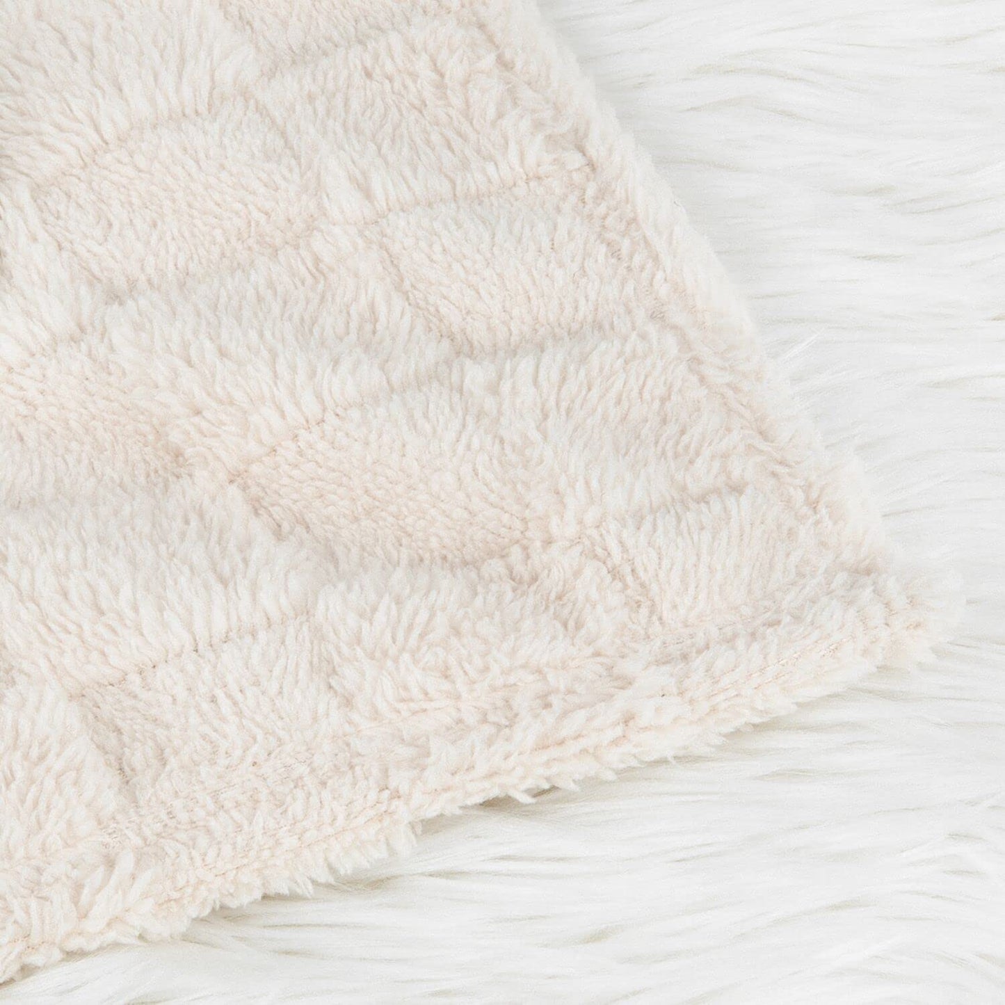 HOMRITAR 3D Gingham Fleece Baby Blanket for Girls Boys Chessboard Grid Warmer Comfort Reversible Shaggy Cozy Decor for Home Bed Blanket for Toddlers 30 x 40 Inches Cream