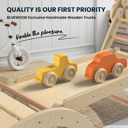 BlueWood Pikler Triangle Set 7-in-1 Foldable Baby Climbing Wooden Toys with Arch&Ramp&Ladder Climber Indoor Jungle Gyms for Toddlers - Rainbow