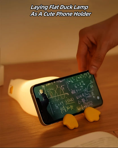 DuDu Duck Night Light, Cute Duck Lamp, Squishy Silicone Nightlight for Bedrooms with 30 Minutes Timer, Rechargeable Bedside Lamp with Touch Control for Bedrooms, Living Room