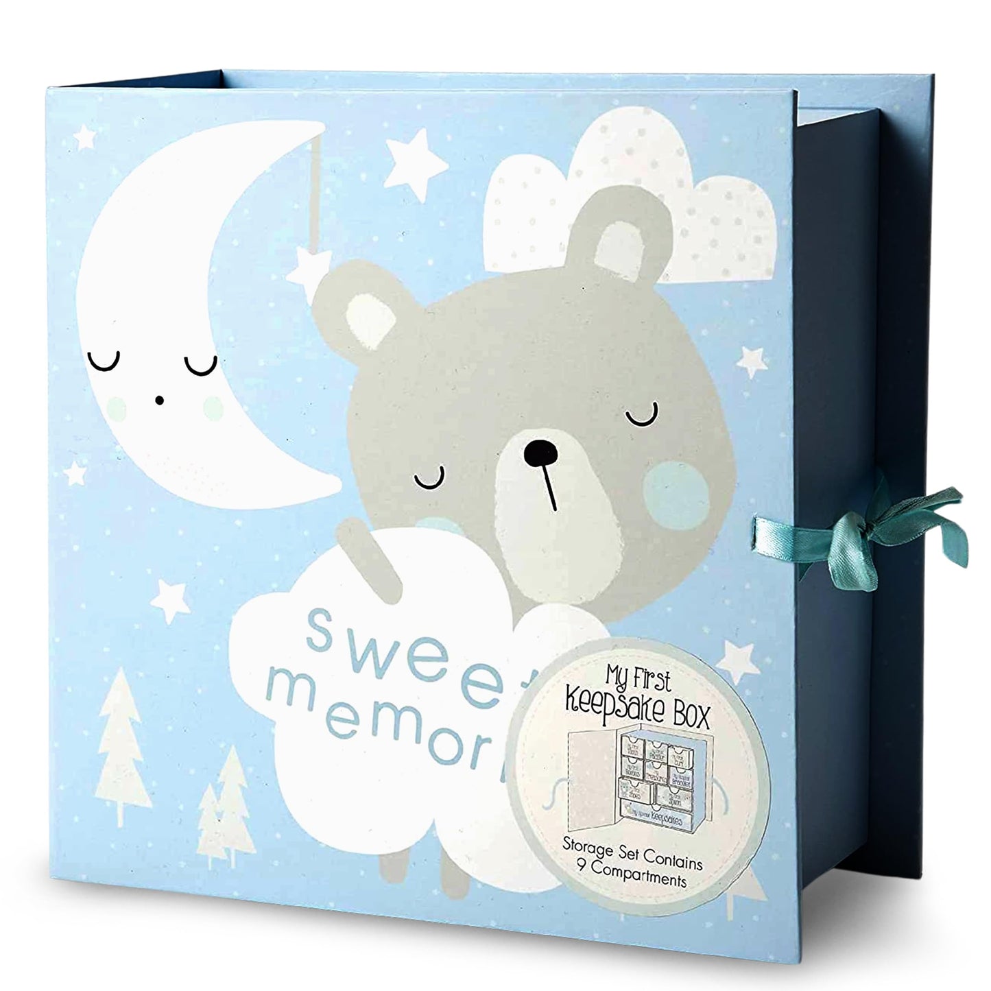 VOTUM Baby Keepsake Box for Treasured Memories, Fairytale - Lightweight, Handcrafted Baby Boxes with 9 Labeled Compartments for First Memories - Gender Neutral Baby Shower Gifts for Girls, Boys