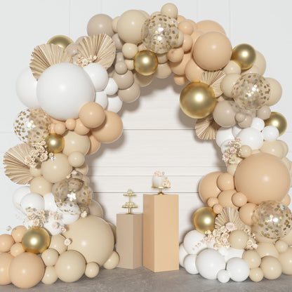 Ouddy Party Dusty Pink Balloons Arch Garland Kit, Different Sizes 18 12 10 5 Inch Boho Pink White Sand Latex Metallic Confetti Balloon for Girl Baby Shower Mothers Day Birthday Party Decorations