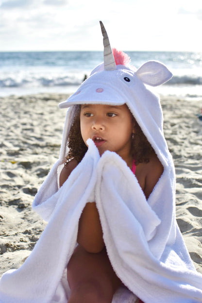 Hooded Baby Towel for Kids 2-8 | Large 100% Cotton Baby Towel for Girls | Cute Flower Bath Towels for Babies and Toddlers with Pink Petals