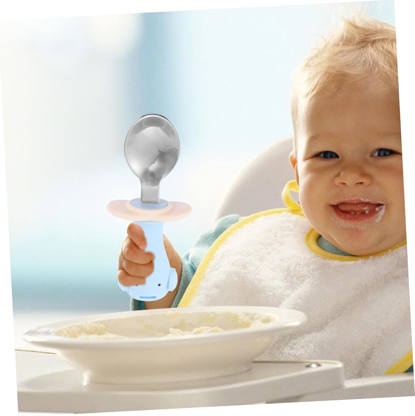 Toddler Fork Spoon Set Baby Cutlery Set Baby Training Utensils Anti-drop Rope Suction Cup 2 Pieces