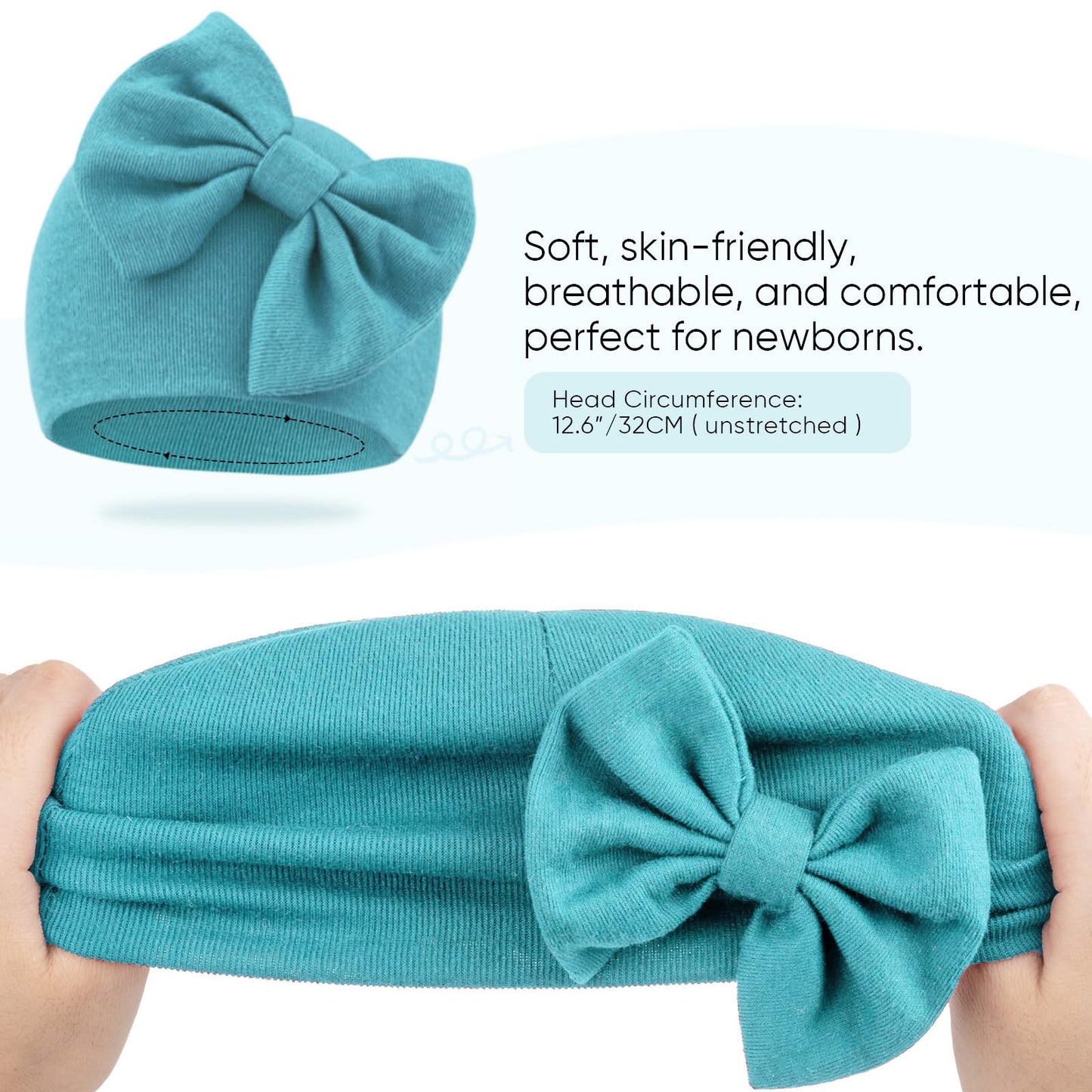 BQUBO Newborn Baby Girls Hats Mittens Set Hospital Hat Beanie Infant Bow Hats Baby Cotton Gloves for 0-6 Months