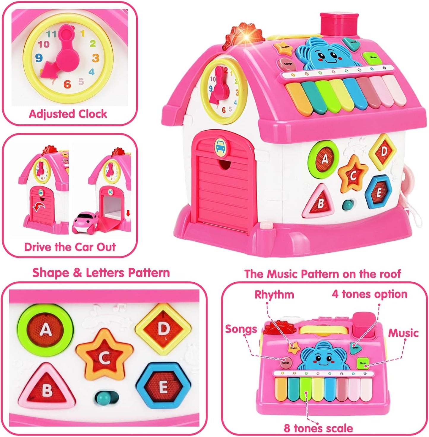 Toys for 1+ Year Old Girl Gifts: Montessori Musical Toddler Toys Age 1-2 - 8-in-1 Multi-Functional House Educational Baby Toys 6-12 12-18 Months - First Birthday Gift for 1 2 Year Old Girls Boys Kids