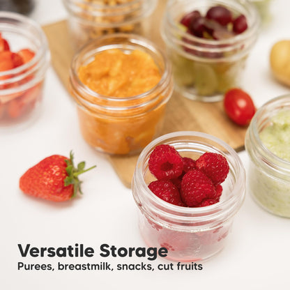 KeaBabies 4pk 8oz & 4pk 4oz Glass Baby Food Containers with Lids - Leak-Proof,Microwavable Small Glass Jars,Baby Purees & Toddler Snack Storage Containers,BPA-Free,Dishwasher & Freezer Safe(Musk Dusk)