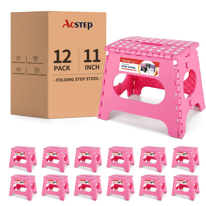 ACSTEP Folding Step Stool 9'' Tall Kids Step Stool Holds Up to 300 lb Plastic Foldable Step Stools for Kids Non-Slip Surface with Carry Handle Collapsible Stool for Home, Outdoor and Indoor(Black)