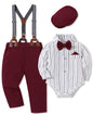 WESIDOM Baby Boy Clothes 0-18M Newborn Infant Gentleman Outfit, Shirt+Bowtie+Beret+Suspender Pant Baby boy Suit Clothing Set