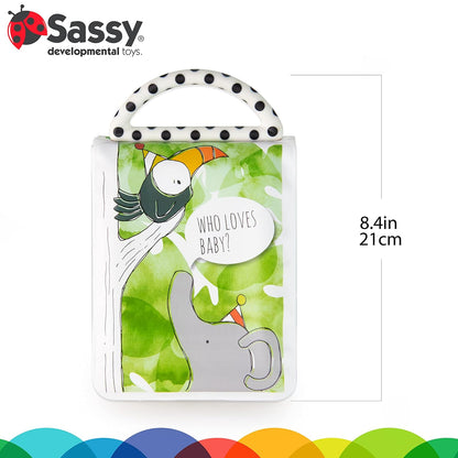 Sassy Developmental Look Book Photo Album, High Contrast Colors and Patterns, Drool Resistant Pages Hold Photos, 0+ Months