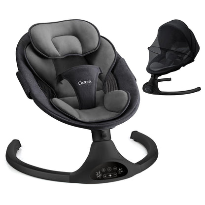 LAREX Baby Swing Infant Swing Electric Toddler Baby Rocker Portable for Newborn Boy Girl, 5 Sway Speeds with Remote Control, 10 Preset Melodies and Bluetooth, 0-6 Months Max 20 Lbs (Pink)