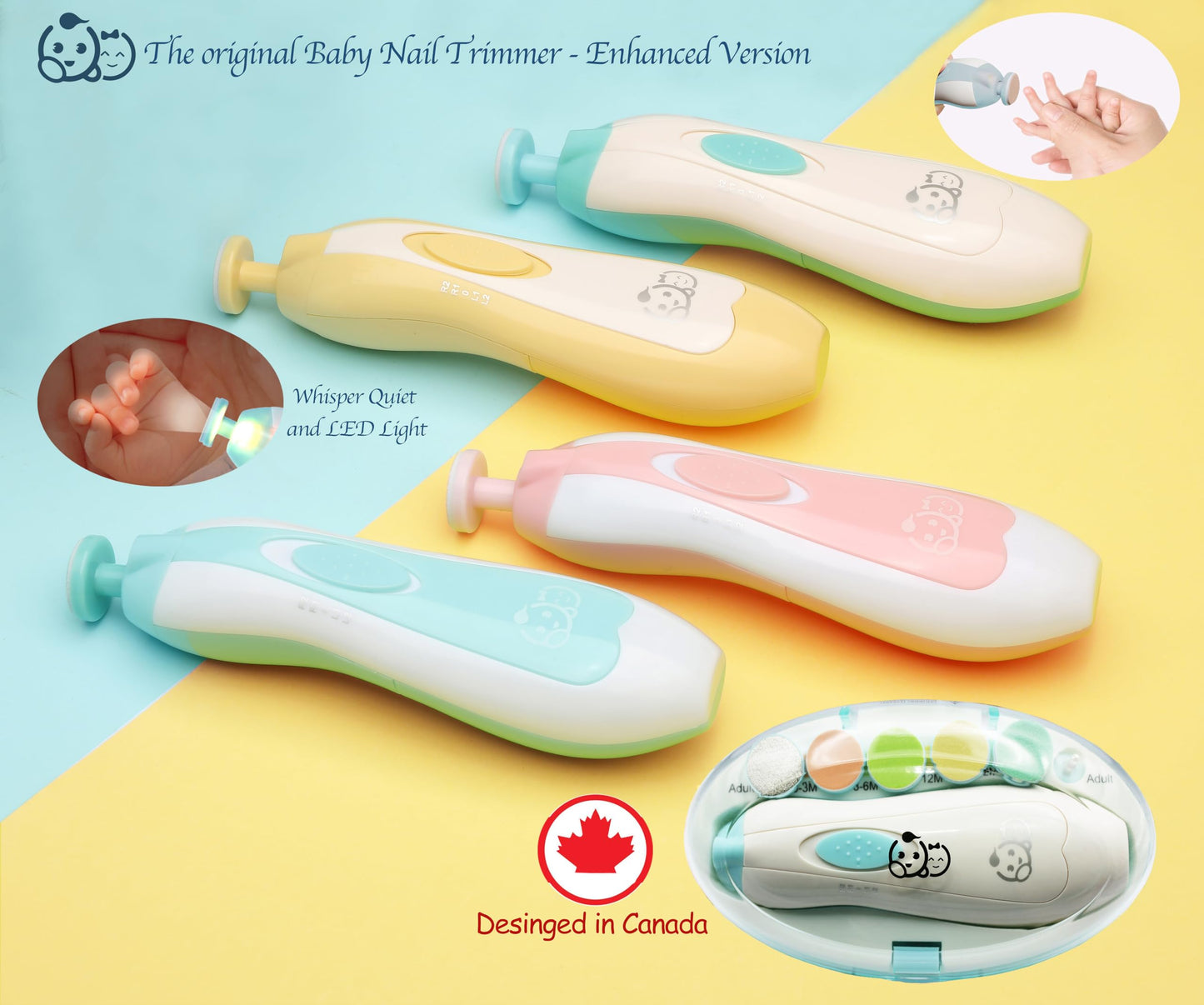 Baby Nail Trimmer 21 in 1, Usage Labeled Case & 13 Extra Replacement Tools, Royal Angels Baby Electric Nail File, Baby Nail Care, Nail Clipper Newborn Toddler Toes & Fingernails Nail Kit (Blue)