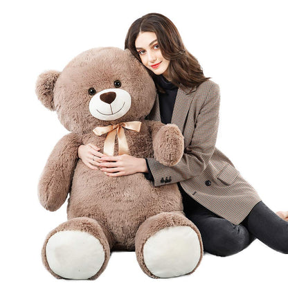 Tezituor 59" Gaint Teddy Bear Stuffed Animal,5ft Life Size Big Teddy Bears,Light Brown Cute Soft Plush Toy,Gifts for Kids Girls Boys Girlfriend Valentine,Christmas,Birthday,Baby Shower,Wedding Party