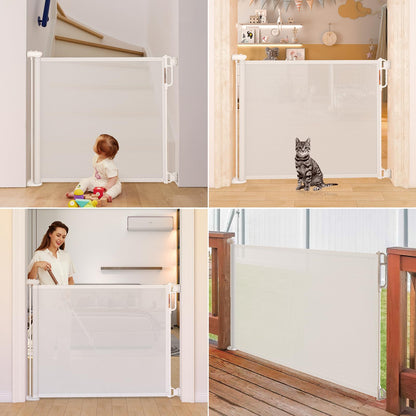 Momcozy Retractable Baby Gate, 33" Tall, Extends up to 55" Wide, Child Safety Baby Gates for Stairs, Doorways, Hallways, Indoor, Outdoor