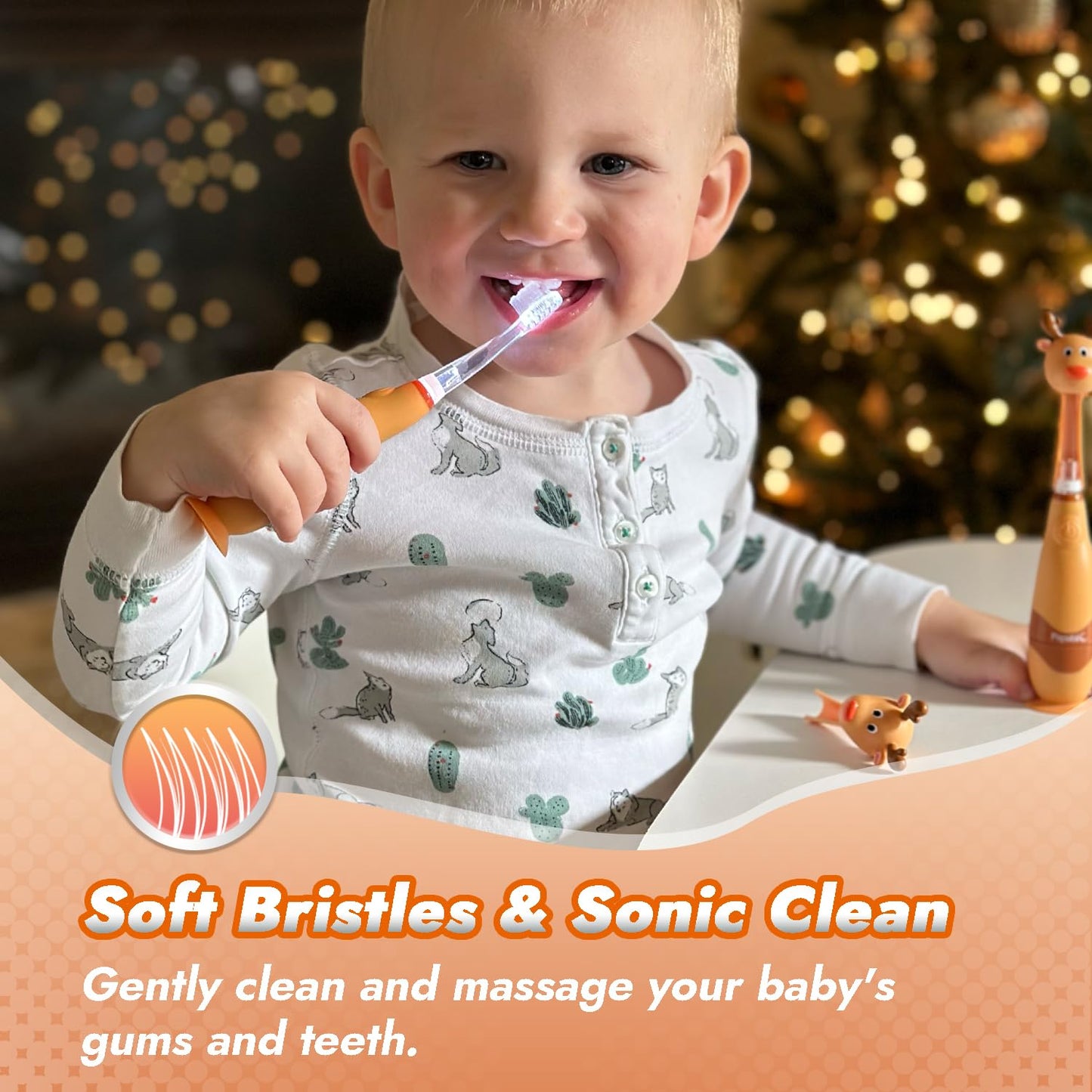 Papablic Toddler Sonic Electric Kids Toothbrush for Ages 1-3 Years, Baby Electric Toothbrush with Cute Penguin Cover and Smart LED Timer, 2 Brush Heads (Pippin)