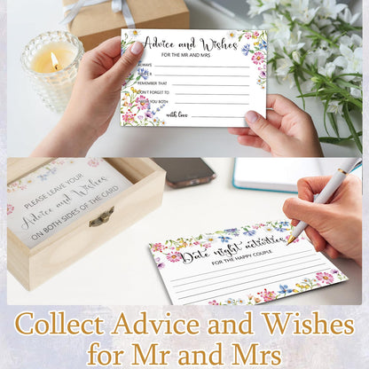 50 PCS Pink Bow Baby Shower Advice Cards For Parents To Be, Advice and Wishes Cards with Box for Baby Shower Games Advice for New Parents Baby Showers