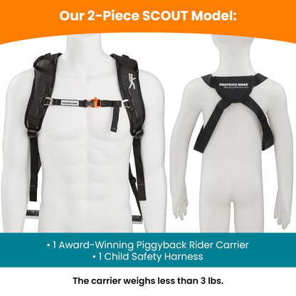Piggyback SCOUT Toddler Carrier Backpack Deluxe - 6 Piece Set: Hip Belt, Carry Bag, Side Pocket, Mud Flap, Water Bottle & Selfie Stick Holders - For Ages 2-4 (Under 50 lbs) - Hiking & Travel