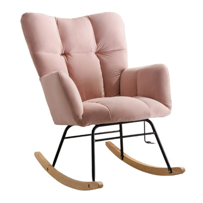 NIOIIKIT Nursery Rocking Chair Teddy Upholstered Glider Rocker Rocking Accent Chair Padded Seat with High Backrest Armchair Comfy Side Chair for Living Room Bedroom Offices (Ivory Teddy)