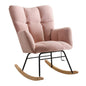 NIOIIKIT Nursery Rocking Chair Teddy Upholstered Glider Rocker Rocking Accent Chair Padded Seat with High Backrest Armchair Comfy Side Chair for Living Room Bedroom Offices (Ivory Teddy)