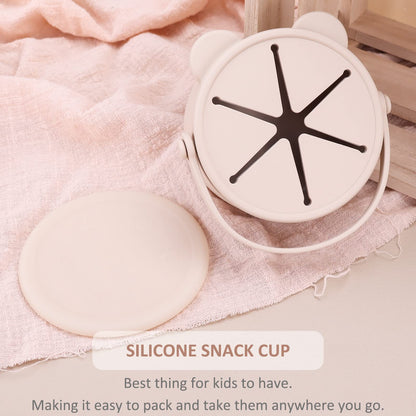 Silicone Snack Cups for Toddlers, Toddler Snack Containers, Baby Treat Catcher with DustProof Lid 2 Pack Dishwasher Safe and BPA Free 9 Oz