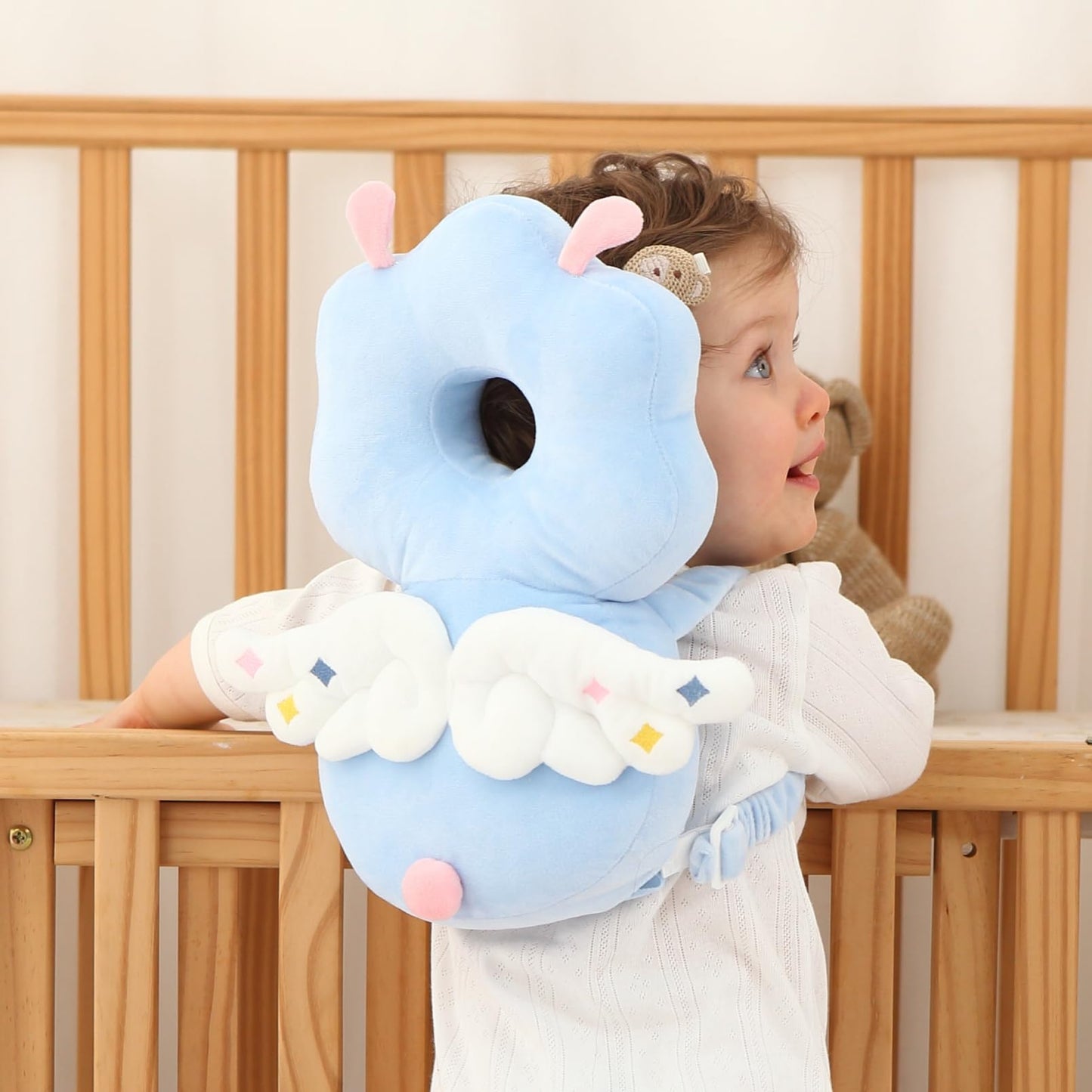 Baby Head Protector Backpack -Soft & Lightweight Pads - Prevents Bebes Backward Fall Astronauts Plush Stuffed