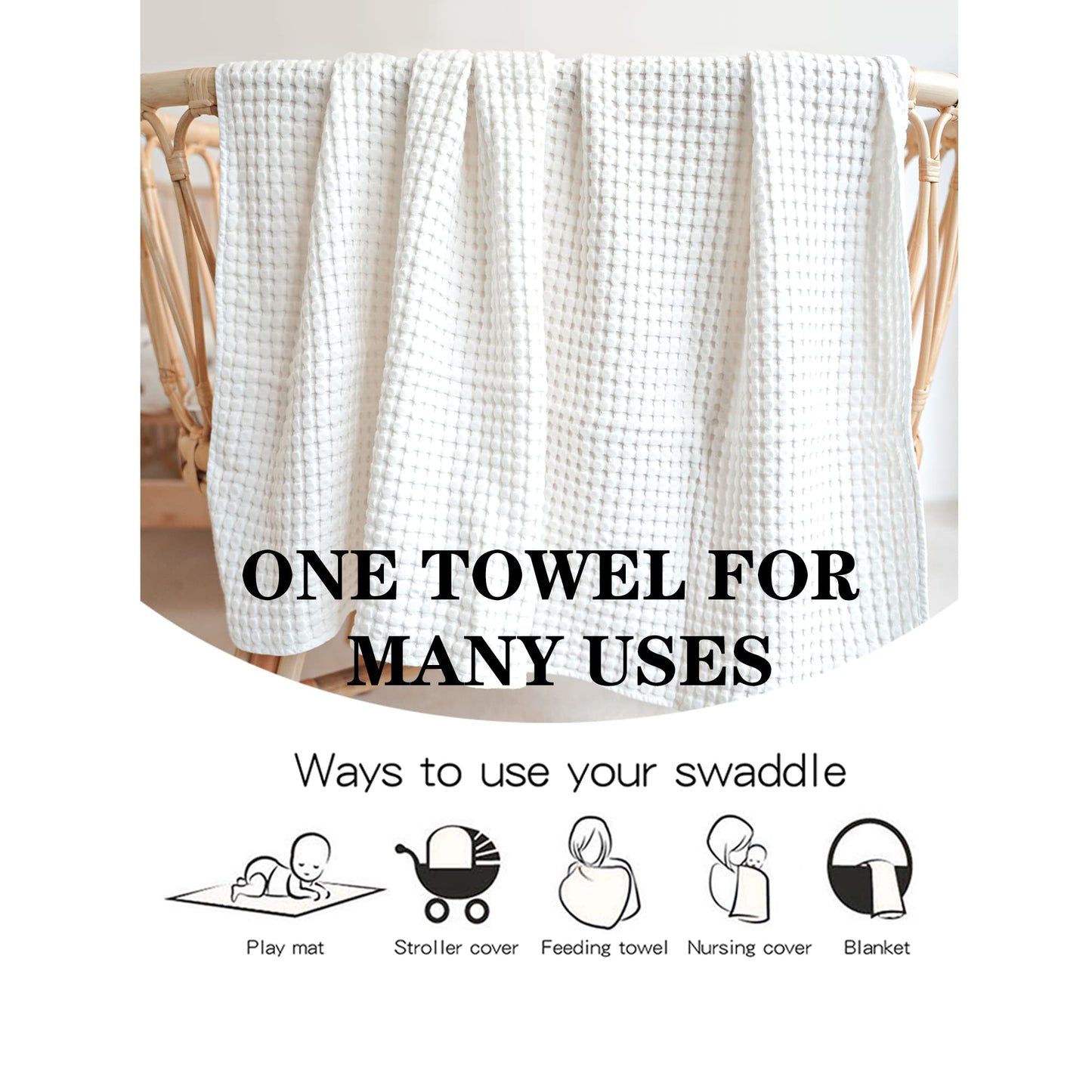 Konssy Waffle Baby Blanket - Soft & Cozy Nursery Swaddle Blanket, Lightweight Toddler Throw for Boys & Girls, Ideal for Wrapping (Oat)