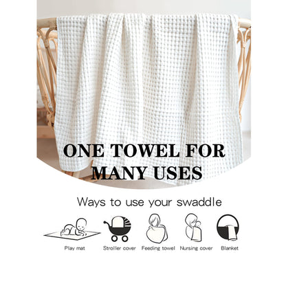 Konssy Waffle Baby Blanket - Soft & Cozy Nursery Swaddle Blanket, Lightweight Toddler Throw for Boys & Girls, Ideal for Wrapping (Oat)