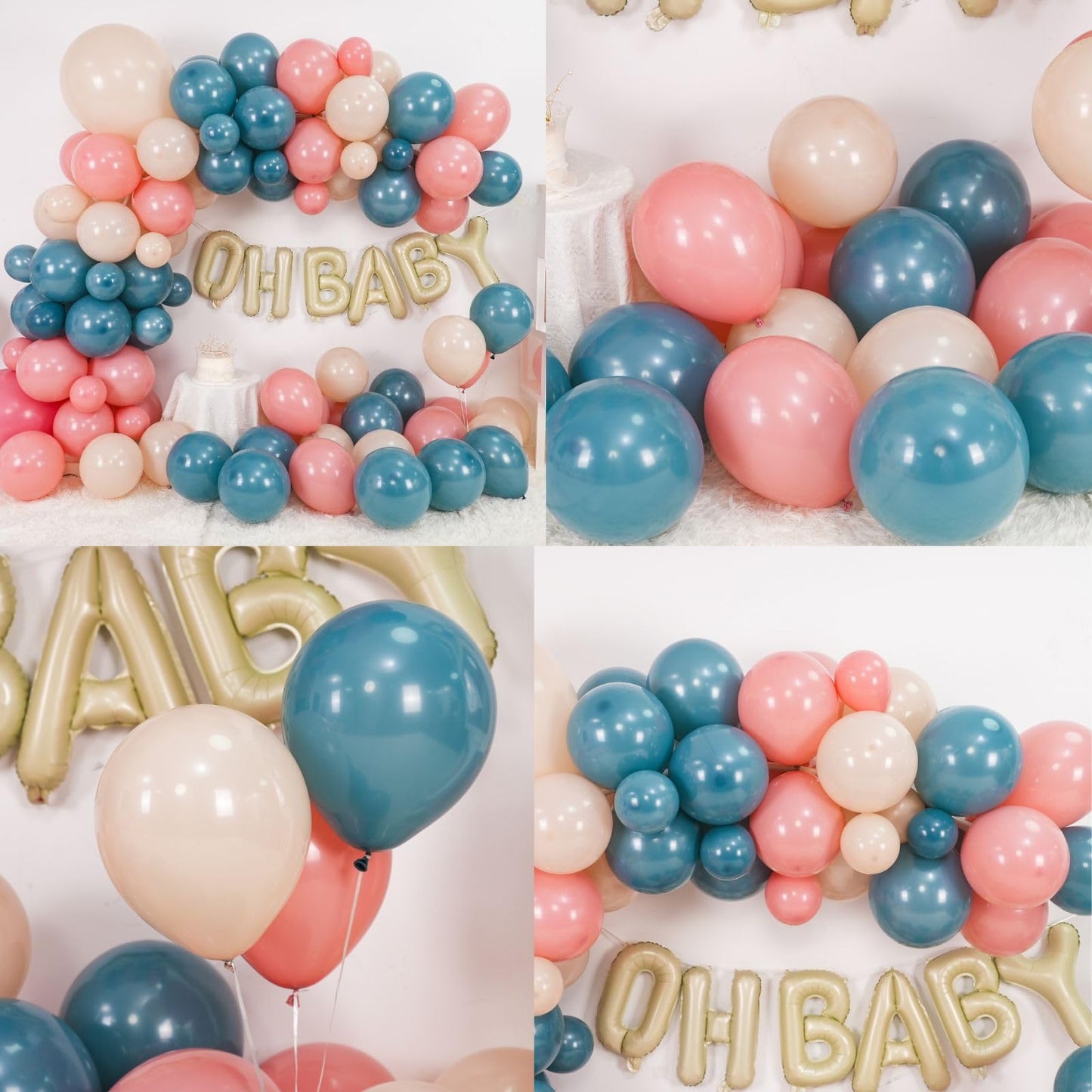 Sage Green Baby Shower Decorations,Boho Greency Neutral Balloon Arch with Oh Baby Balloon Banner Green Gold Balloons For Boy Girl Woodland Baby Shower Birthday Party Supplies