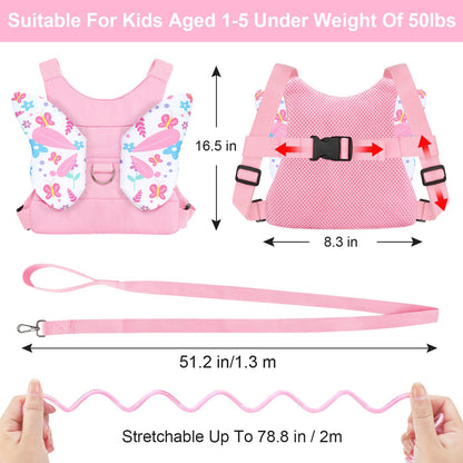 Accmor 3 in 1 Toddler Harness Leashes + Anti Lost Wrist Link, Kids Harness Children Leash for Girls, Child Anti Lost Leash Baby Cute Harness Belt Strap Hold Kids Close While Walking