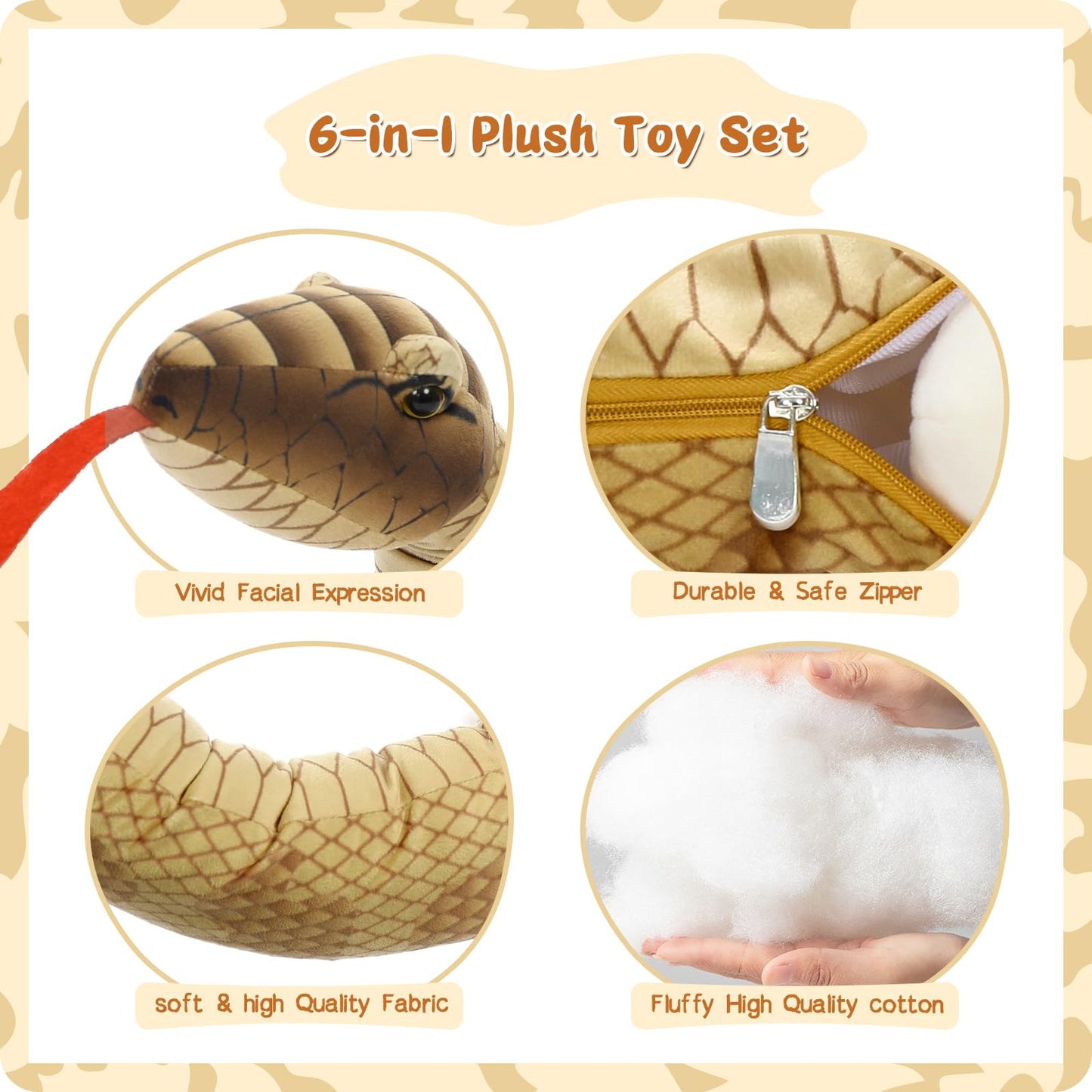 MorisMos Snake Stuffed Animals Plush Toy 120 Inch Giant Snake Plush with Babies Stuffed Snake Toys for Kids Plush Party Decorations Favors Prank Props, 4 Snake Babies, 3 Snake Eggs