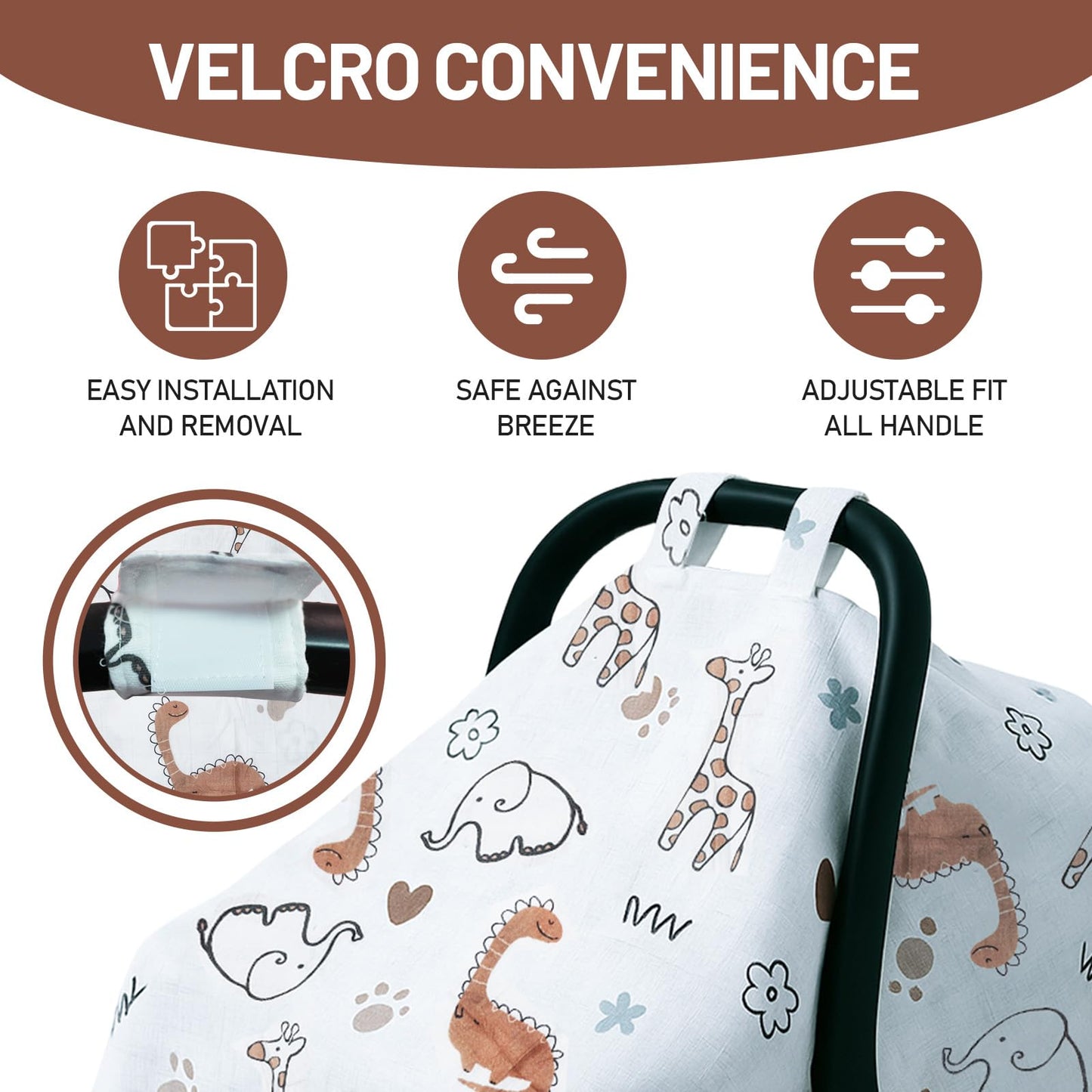 100% Muslin Summer Baby Car Seat Cover, Universal Fit Infant Car Seat Canopy, Breathable & Lightweight Sun, Weather Protection for Boys & Girls