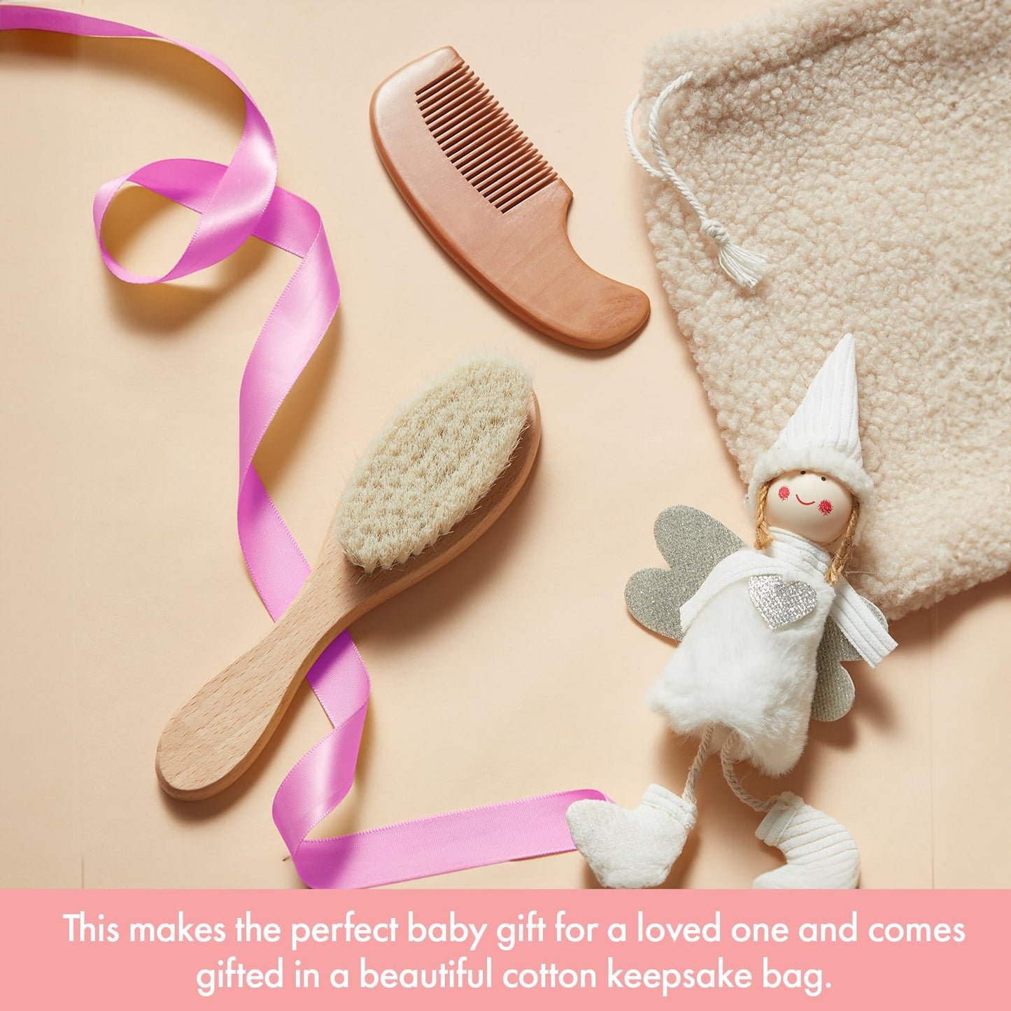 MYZI Baby Hair Brush Set – Soft Baby Brush Set for Newborns, Baby Comb and Brush Set Girl and Boy, Toddler Hair Brush and Toddler Comb - Baby Gift Set