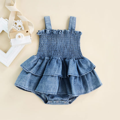 FOMOYUU Infant Newborn Baby Girl Ruffle Sleeveless Romper Summer Clothes Outfit with Cute Floral Print Jumpsuit