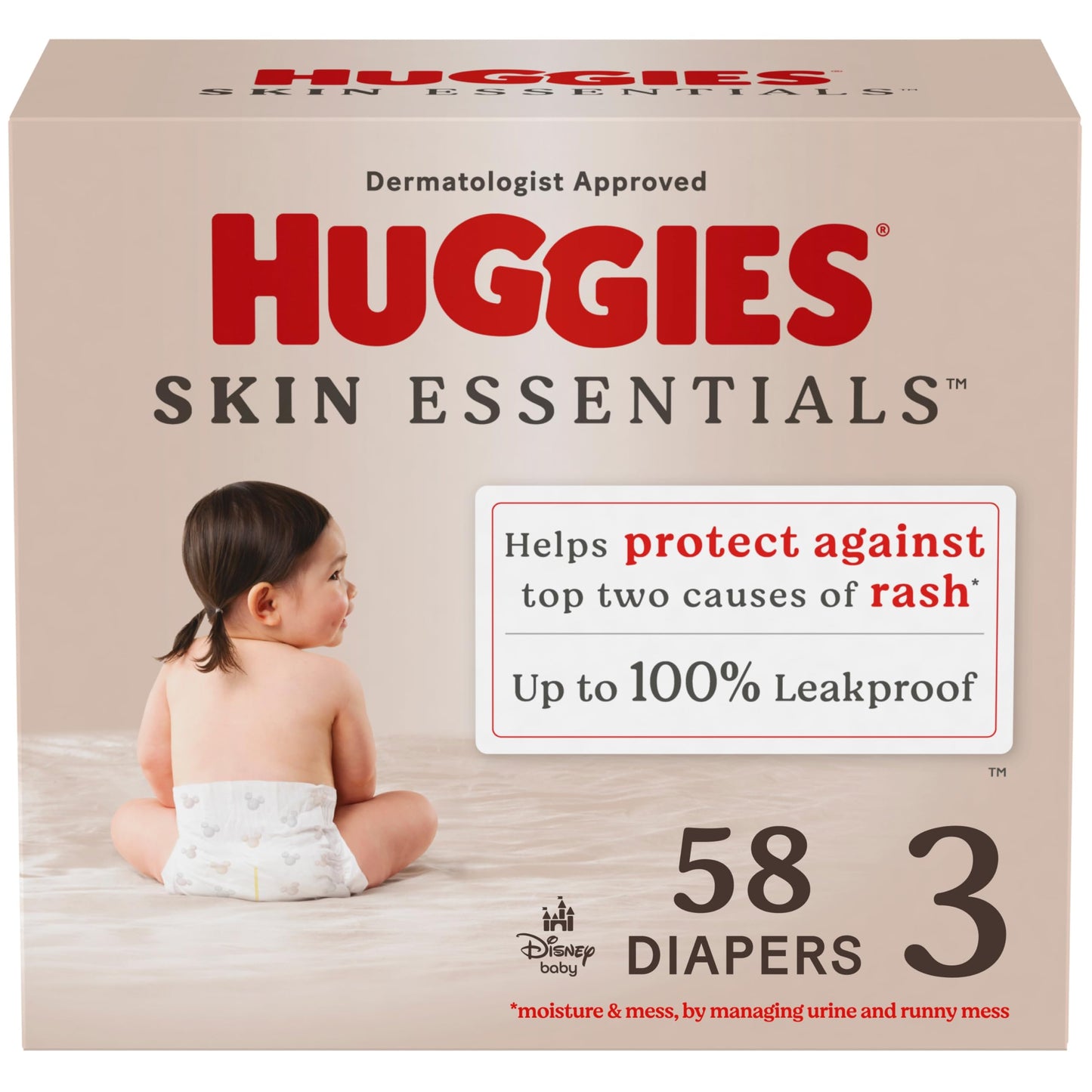 Huggies Size 2 Diapers, Skin Essentials Baby Diapers, Size 2 (12-18 lbs), 74 Count, Packaging May Vary