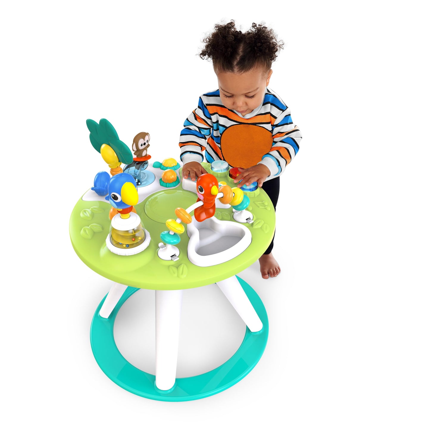 Bright Starts Around We Go 2-in-1 Baby Walker, Discovery Activity Center and Table, Tropic Coral, Ages 6 Months+