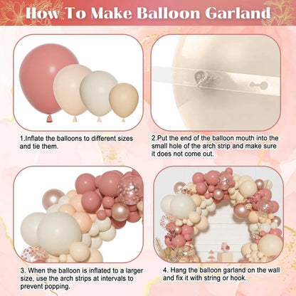Ouddy Party Dusty Pink Balloons Arch Garland Kit, Different Sizes 18 12 10 5 Inch Boho Pink White Sand Latex Metallic Confetti Balloon for Girl Baby Shower Mothers Day Birthday Party Decorations