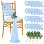 QueenDream Light Blue Sashes Chair Aisle Decorations: 24 Pack Baby Shower Chair Cover 8FT Long Tulle Draping Fabric Wedding Reception Church