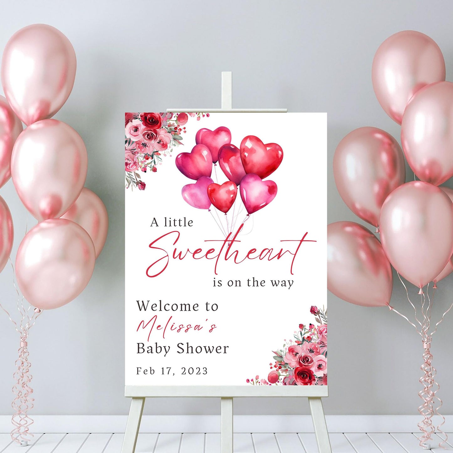 Personalized A Little Snowflake Is On The Way Welcome Sign, Pink, Girl, Winter Baby Shower Canvas