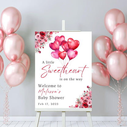 Personalized A Little Snowflake Is On The Way Welcome Sign, Pink, Girl, Winter Baby Shower Canvas