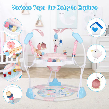 Baby Activity Center, Infant Jumpers and Bouncers with Music, Lights, Infant Toys, 360°Rotating Seat, 3 Adjustable Heights, Baby Play and Learning Center for 6+ Months