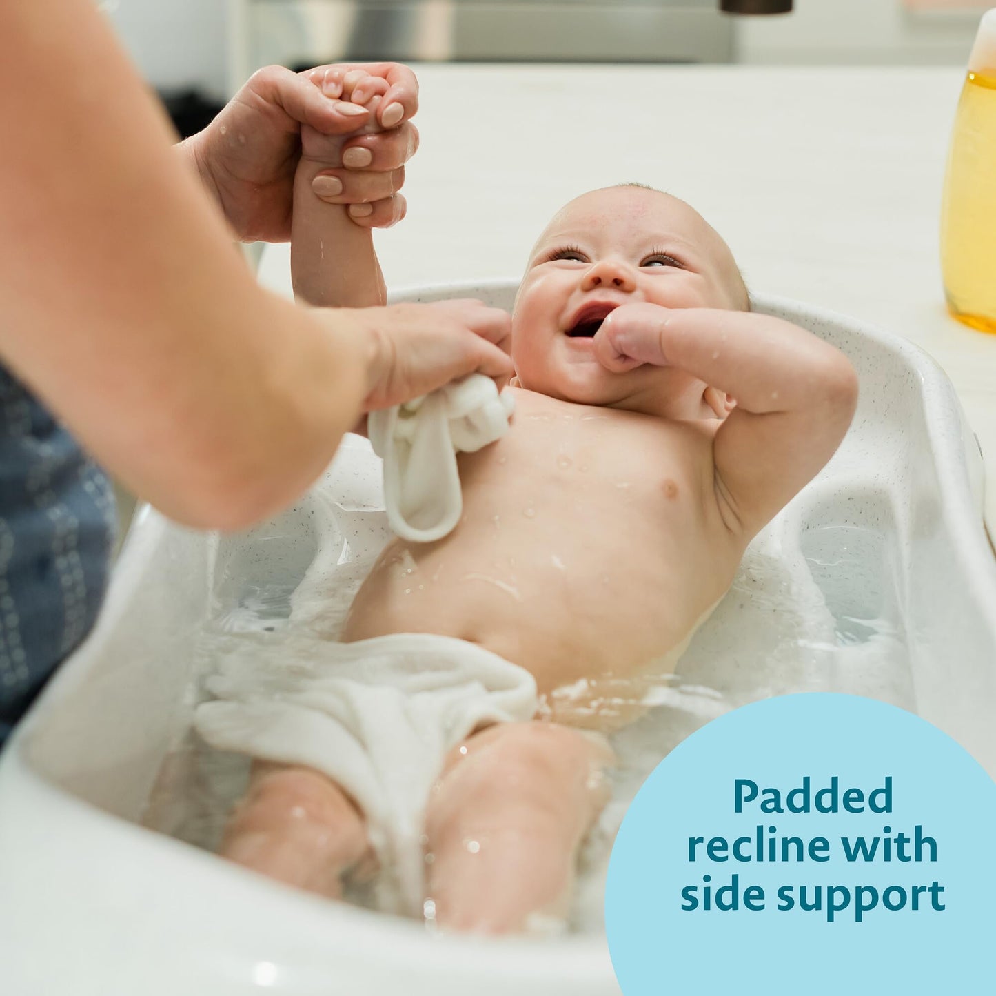 The First Years Rain Shower Baby Bath Tub Set - Includes Convertible Bath Tub and Sling with Soothing Spray - Baby Bath Seat and Spa for Newborn to Toddler - Baby Bath Essentials